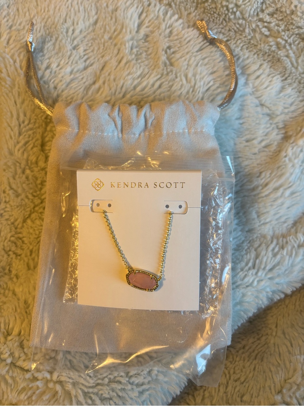 Kendra Scott Gold Logo Drawstring Jewelry Pouch with White Box